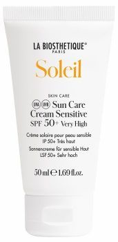 La Biostethique Crema solar piel sensible. Contrarresta el envejecimiento cutáneo provocado por la exposición solar. PVP: 25,50 €.